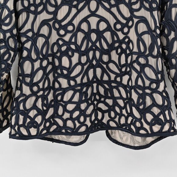 CHICOS Jacket Womens‎ Size 8 Black Swirl Ribbon Sheer Mesh Travelers Collection - Picture 7 of 14